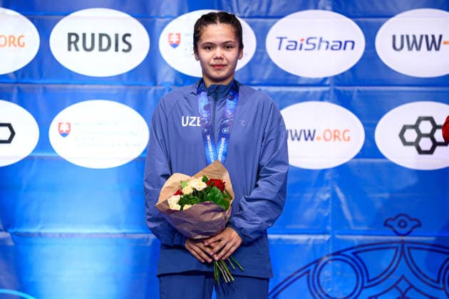 U20 World Championships Podium 65kg WW - Silver: Mukhayyo Narzilloeva (UZB) *** U20 World Championships Podium, 65 kg Open Weight: Silver, Mukhayyo Narzilloeva (UZB) Copyright: xJakexKirkmanx