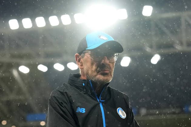 Atalanta s Head Coach Maurizio Sarri during the Playoff Conference League soccer match between Atalanta and Hapoel Tel-Aviv at the New Balance Arena in Bergamo , North Italy - Friday , August 20 , 2026 . - Soccer .  Copyright: xSpada LaPressex