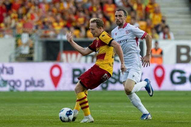 Anders Klynge seen during the during UEFA Europa League 26 27 4th qualifying round 1st leg match between teams of Jagiellonia Bialystok and Iberia 1999 (Jan Borys Ball Raw Images) Bialystok Chorten Arena Poland Copyright: xJanxBorysx janborys_jagiellonia_iberia_2627-92