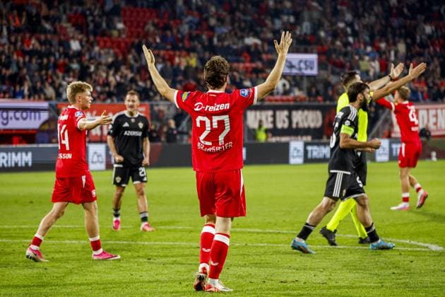 ENSCHEDE - Sondre Orjasaeter of FC Twente reacts during the UEFA Conference League match between FC Twente and Qarabag FK at De Grolsch Veste stadium on August 20, 2026 in Enschede, the Netherlands. WART BRINKERHOF ANP xVIxANPxSportx xMarcelxterxBalsxIVx 565893896 originalFilename: 565893896.jpg