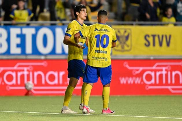 Sint-Truidense VV v Omonia Nicosia AC - UEFA Europa League SINT-TRUIDEN, BELGIUM - AUGUST 20 : Taniguchi Shogo defender of Sint-Truidense VV celebrates scoring a goal during the UEFA Europa League 2026 27 play-off round first leg between Sint-Truidense VV and Omonia Nicosia AC on August 20, 2026 in Sint-Truiden, Belgium, 20 08 2026 Sint-Truiden Belgium  Copyright: xDhax
