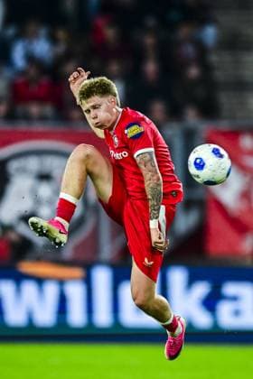 ENSCHEDE , 20 08-2026 , Stadium Grolsch Veste , season 2026 2027 , UEFA Conference League play-off football , match between FC Twente and FK Qarabag , picture shows Twente player Kristian Hlynsson Twente - Qarabag  x205877932x Copyright: