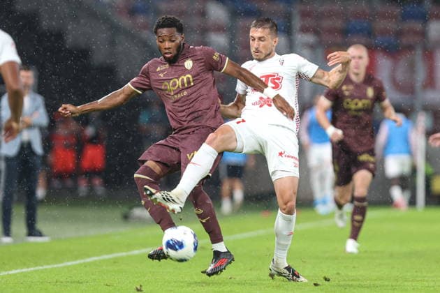 20.08.2026, Zabrze Liga Konferencji UEFA sezon 2026 27 runda IV kwalifikacji, Gornik Zabrze - AS Monaco - UEFA Conference League football Match season 2026 27 round IV qualification Gornik Zabrze - AS Monaco Nz. Stanis Idumbo Michal Sacek Fot. Michal Chwieduk Arena Akcji NEWSPIX.PL --- newspix.pl POLAND OUT! 