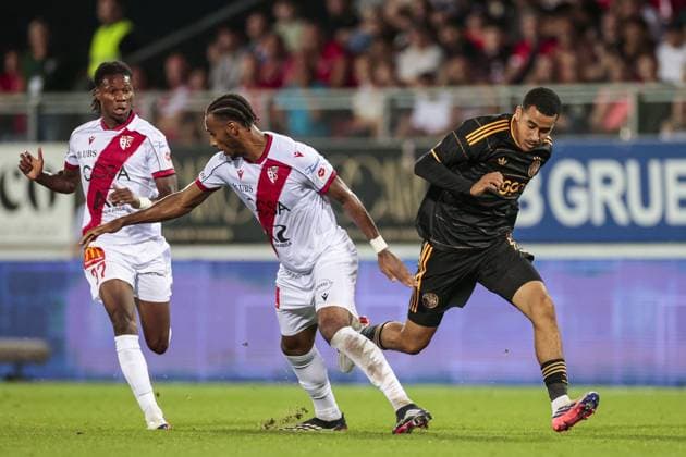 SION , 2008-2026, Stade de Tourbillon , season 2026 2027 , UEFA Conference League play-off football . Match between FC Sion and Ajax, Picture shows Ajax player Abdellah Ouazane Sion - Ajax  x205877986x Copyright:
