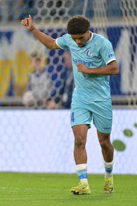 260820 AA Gent vs Hibernian Kyrell Wilson (14) of AA Gent reacts pictured during the Play off round - first leg in the 2026-2027 Uefa Conference League season between AA Gent and Hibernian FC from Scotland on August 20 , 2026 in Gent, Belgium. (Photo by David Catry Isosport) Gent Belgium  Copyright: xDavidxCatryx 20260820DC2_6051