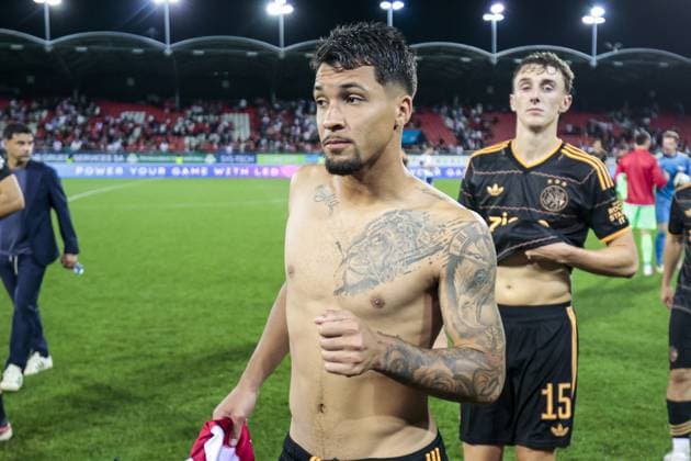 SION , 2008-2026, Stade de Tourbillon , season 2026 2027 , UEFA Conference League play-off football . Match between FC Sion and Ajax, Picture shows Ajax player Marcos Leonardo Sion - Ajax  x205878625x Copyright: