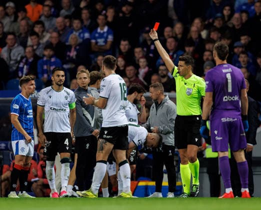 20.08.2026 Rangers v Jablonec: Red card for Cammy Devlin of Rangers  Copyright: xWilliexVassx NINTCHDBPICT001102353497