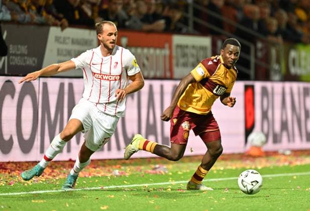 Ibrahim Said of Motherwell and Max Rosenfelder of SC Freiburg Motherwell v Freiburg, UEFA Conference League, Play-Off Round, First Leg, Football, Fir Park, Motherwell, Scotland, UK - 20 Aug 2026Motherwell Fir Park Scotland United Kingdom  Copyright: xMarkxRunnacles Shutterstockx 17108687bz
