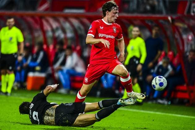 ENSCHEDE , 20 08-2026 , Stadium Grolsch Veste , season 2026 2027 , UEFA Conference League play-off football , match between FC Twente and FK Qarabag , picture shows Twente player Sondre Orjasaeter Twente - Qarabag  x205878645x Copyright: