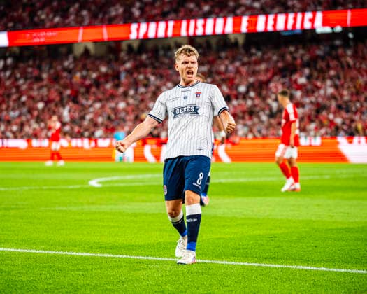 August 20, 2026, Lisbon, Lisbon, Portugal: Sebastian Jorgensen of Aarhus celebrates goal during UEFA Europa League Playoff, match between SL Benfica and Aarhus at Estadio da Luz, Lisbon, Portugal, on August 20th, 2026. Lisbon Portugal - ZUMAr200 20260820_zsp_r200_014 Copyright: xNunoxReisinhox