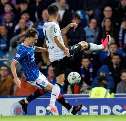 20.08.2026 Rangers v Jablonec: Findlay Curtis of Rangers nurmegs Nemanja TekijaA¿ki of FK Jablonec  Copyright: xWilliexVassx NINTCHDBPICT001102355602