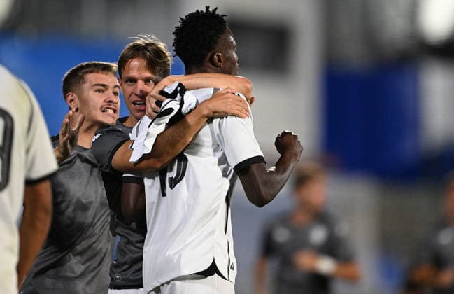 Getafe v Partizan - UEFA Conference League MADRID, SPAIN - AUGUST 20: Demba Seck (C) of Partizan celebrates after scoring a goal during the UEFA Conference League playoff round first-leg match between Getafe and Partizan at Coliseum Alfonso Perez Stadium in Madrid, Spain on August 20, 2026. Burak Akbulut Anadolu Madrid Spain. Editorial use only. Please get in touch for any other usage.  Copyright: x2026xAnadoluxBurakxAkbulutx