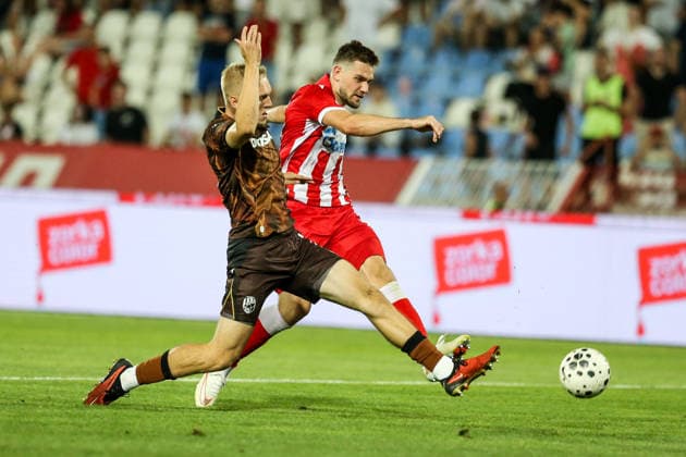 FK Crvena Zvezda v FC Viktoria Plzen - UEFA Europa League BELGRADE, SERBIA - AUGUST 20: Players in action during the UEFA Europa League playoff round first-leg match between FK Crvena zvezda and FC Viktoria Plzen at Red Star Stadium in Belgrade, Serbia on August 20, 2026. Filip Stevanovic Anadolu Belgrade Serbia. Editorial use only. Please get in touch for any other usage.  Copyright: x2026xAnadoluxFilipxStevanovicx