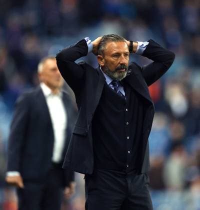Rangers manager Derek McInnes reacts during the UEFA Conference League play-off round first leg at Ibrox Stadium, Glasgow. Rangers v Jablonec - UEFA Conference League - Play-Off Round First Leg - Ibrox Stadium, Glasgow, Lanarkshire, Scotland, UK - 20 Aug 2026Glasgow Ibrox Lanarkshire United Kingdom  Copyright: xO Rourke RangersxFC Shutterstockx 17110133aa