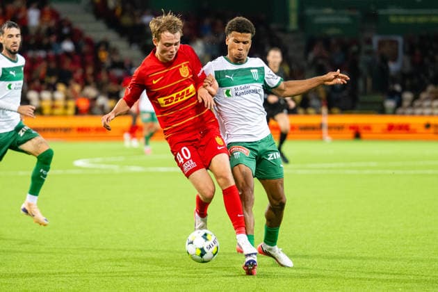 FC Nordsjaelland v St. Gallen, UEFA Conference League qualification, Farum, Denmark Farum, Denmark. 20th, August 2026. Hjalte Boe Rasmussen (40) of FC Nordsjaelland and Chima Okoroji (R) of St. Gallen seen during the UEFA Conference League qualification match between FC Nordsjaelland and St. Gallen at Right to Dream Park in Farum. Denmark, Farum  Copyright: xGonzalesxPhoto TobiasxJorgensenx