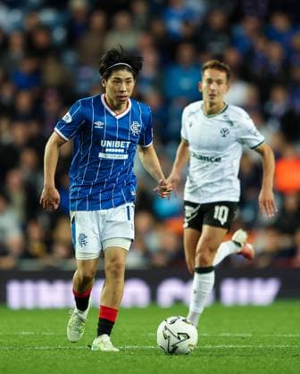Daisuke Yokota of Rangers during UEFA Conference League play off round first leg match at Ibrox Stadium, Glasgow. Rangers v FK Jablonec - UEFA Conference League Play-off Round First Leg - Ibrox Stadium, Glasgow, Lanarkshire, Scotland, UK - 20 Aug 2026Glasgow Ibrox Stadium Lanarkshire, Scotland United Kingdom EDITORIAL USE ONLY  Copyright: xRangersxFC Shutterstockx 17110329aj
