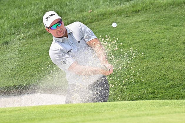 ST. LOUIS, MO - AUGUST 20: Ryan Fox of New Zealand hits his second shot from a bunker on the 6th hole during the first round of the PGA, Golf Herren BMW Championship ship round one on Thursday August 20th, 2026 at Bellerive Country Club in Town and Country, MO (Photo by Rick Ulreich Icon Sportswire) GOLF: AUG 20 PGA BMW Championship EDITORIAL USE ONLY Icon260820596418