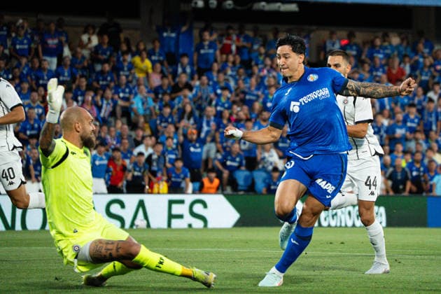 Martin Satriano seen during Conference League 2026 27 Play-off game, 1st leg match between Getafe CF and FK Partizan played at Coliseum Stadium in Madrid (Marta Lopez Ball Raw Images) Getafe Estadio Coliseum Spain Copyright: xMartaxLopezx MartaLopez_BallRawImages_Getafe-Partizan-169