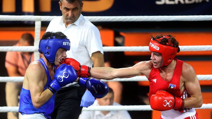 20.08.2026 Loznica(Serbia) European Juniors U19 boxing championship men s -60kg semi fiinal Kalib Walshe (L) Ireland, Daniele Fabi (r) Italy :