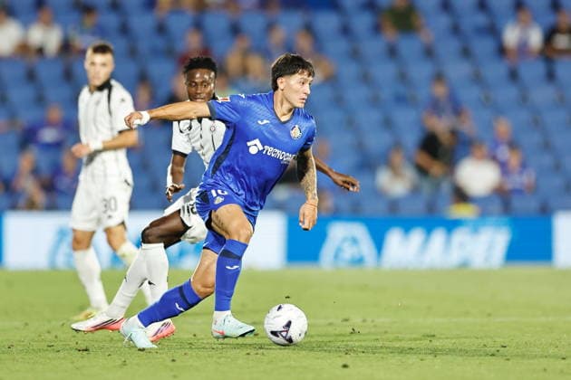 Martin Satriano (Getafe), AUGUST 20, 2026 - Football Soccer : UEFA Europa Conference League Play-offs 1st leg match between Getafe CF - FK Partizan at the Estadio Coliseum de Getafe in Getafe, Spain. Noxthirdxpartyxsales  aflo_341828164 MutsuxKawamorix