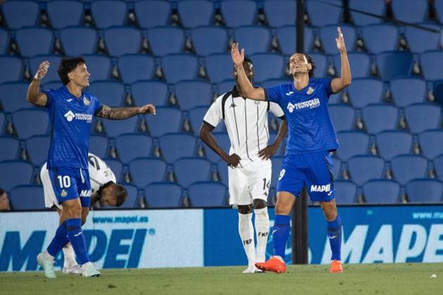 UEFA Conference League 2026 2027: Getafe vs. Partizan in Madrid, Spain - 20 Aug 2026 Enes Unal of Getafe celebrates a goal during the first leg of the 2026 2027 UEFA Conference League Play-Offs between Getafe and Partizan at the Coliseum Alfonso Pérez Stadium in Getafe, Madrid. Final score: Getafe 3-1 Partizan Madrid Spain Copyright: xDavidxCanalesx xSOPAxImagesx David-Canales-1443431