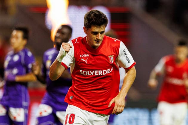 BRAGA, PORTUGAL - AUGUST 20: Pau Victor of SC Braga celebrates his goal during the UEFA Conference League 2026 27 Qualifying Round Final First Leg match between SC Braga and FK Austria Wien at Estadio Municipal de Braga on August 20, 2026 in Braga, Portugal. (Photo by Diego Maranhao Eurasia Images) Braga Estadio Municipal de Braga Portugal *** BRAGA, PORTUGAL, AUGUST 20 — Pau Victor of SC Braga celebrates his goal during the first leg of the 2026–27 UEFA Conference League Qualifying Round Final between SC Braga and FK Austria Wien at Estadio Municipal de Braga on August 20, 2026 in Braga, Portugal. Photo by Diego Maranhao, Eurasia Sport Images. Braga, Estadio Municipal de Braga, Portugal Copyright: x x2026xEurasiaxSportxImagesx jp-en-EuSpIm-DIE_Braga_Austria_20Aug2026_PT038