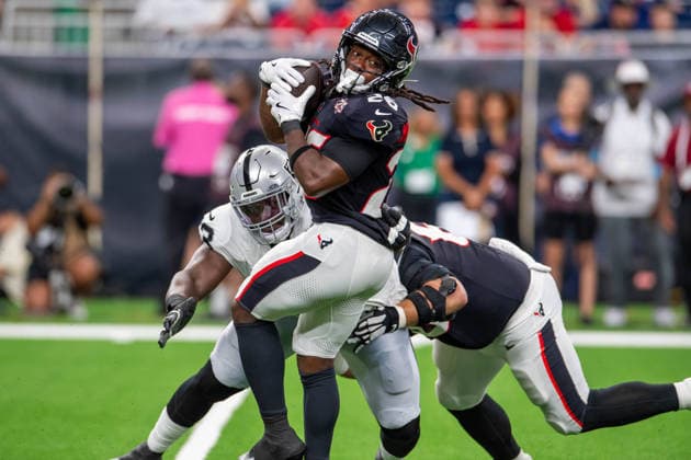 August 20, 2026: Houston Texans running back Noah Whittington (26) makes a catch during a preseason game between the Las Vegas Raiders and the Houston Texans in Houston, TX. .. CSM USA - ZUMAc04_ 20260820_faf_c04_014 Copyright: xTraskxSmithx