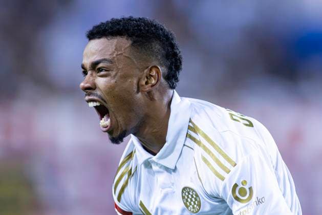 August 20, 2026, Split, Dalmatia, Croatia: Dalisson de Almeida ( HNK HAJDUK Split) 9 celebrates scoring a goal with his teammates during the UEFA Conference League 2026 27 Play Off Round First Leg match between HNK Hajduk Split and Rakow Czestochowa at Poljud Stadium. Split Croatia - ZUMAp210 20260820_zsp_p210_030 Copyright: xMajaxPrgometx