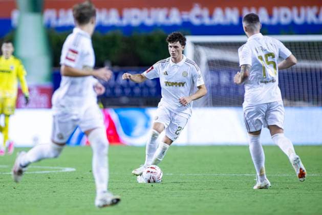 August 20, 2026, Split, Dalmatia, Croatia: Martin Soticek ( HNK HAJDUK Split) 23 in action with the ball during the UEFA Conference League 2026 27 Play Off Round First Leg match between HNK Hajduk Split and Rakow Czestochowa at Poljud Stadium. UEFA Conference League 2026 27 Play Off Round First Leg: HNK Hajduk Split Vs Rakow Czestochowa 2:2  - ZUMAp210 20260820_zsp_p210_027 Copyright: xMajaxPrgometx