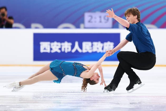 XI AN, CHINA - AUGUST 20: Alena Kerr and Sam Herbert of the United States compete in the junior pairs short program on day 1 of the ISU Figure skating, Eiskunstlauf Junior Grand Prix Xi an 2026 on August 20, 2026 in Xi an, Shaanxi Province of China.  Copyright: xVCGx 111661117347