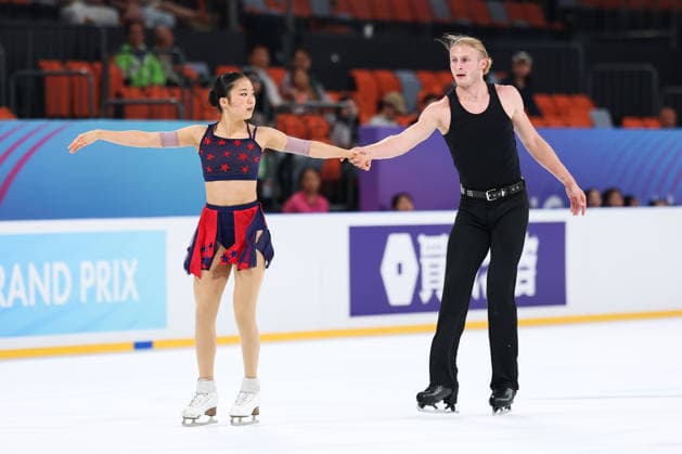 XI AN, CHINA - AUGUST 20: Abby Huo and Axel Ahmed of France compete in the junior pairs short program on day 1 of the ISU Figure skating, Eiskunstlauf Junior Grand Prix Xi an 2026 on August 20, 2026 in Xi an, Shaanxi Province of China.  Copyright: xVCGx 111661122517