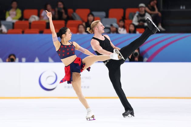 XI AN, CHINA - AUGUST 20: Abby Huo and Axel Ahmed of France compete in the junior pairs short program on day 1 of the ISU Figure skating, Eiskunstlauf Junior Grand Prix Xi an 2026 on August 20, 2026 in Xi an, Shaanxi Province of China.  Copyright: xVCGx 111661122525