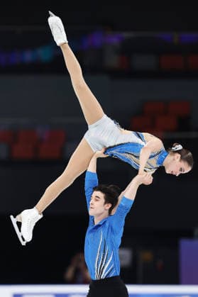 XI AN, CHINA - AUGUST 20: Brianna Dion and Jacob Cote of Canada compete in the junior pairs short program on day 1 of the ISU Figure skating, Eiskunstlauf Junior Grand Prix Xi an 2026 on August 20, 2026 in Xi an, Shaanxi Province of China.  Copyright: xVCGx 111661123524