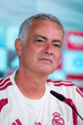 Real Madrid press conference, PK, Pressekonferenz Jose Mourinho, head coach of Real Madrid, is seen speaking during the press conference ahead of the opening LaLiga EA Sports match against RCD Espanyol de Barcelona at Ciudad Real Madrid on August 21, 2026 in Madrid, Spain. Madrid Ciudad Real Madrid Madrid Spain Copyright: xAlbertoxGardinx AGardin_20260821_Foot_Rea_Mad_Press_0114