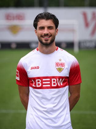 FUSSBALL 1. BUNDESLIGA SAISON 2026 2027 18.08.2026 Portraettermin beim VfB Stuttgart auf dem Trainingsgelaende: Leonidas Stergiou *** SOCCER: BUNDESLIGA 1, 2026–2027 SEASON, August 18, 2026: Photo shoot at VfB Stuttgart’s training facility with Leonidas Stergiou