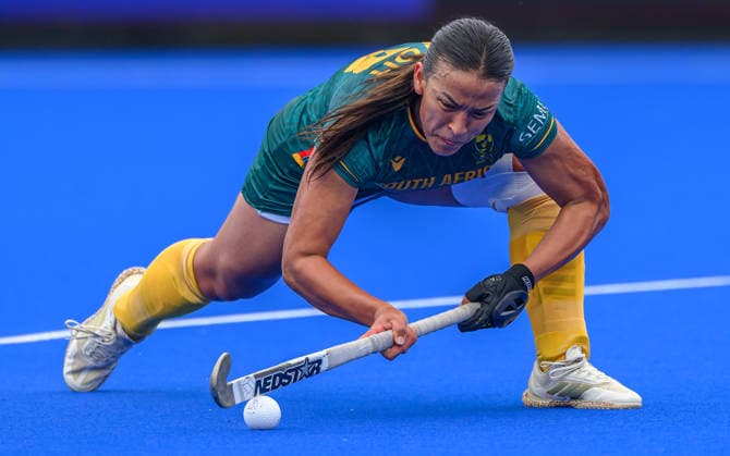 Hockey World Cup Day Seven Jean-Leigh du Toit of South Africa takes a short corner during the match between Japan and South Africa in the Pool G classification group in the 2026 FIH Hockey World Cup at Wagener Stadium, Amstelveen 21 08 2026 UK Newspapers OUT Copyright: xGraemexWilcocksonx FIL-23806-0004