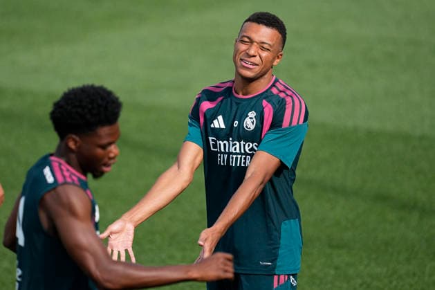 August 21, 2026, Valdebebas, Madrid, Spain: Kylian Mbappe and Aurelien Tchouameni during the training day of Real Madrid ahead the Spanish League, LaLiga EA Sports, football match against RC Espanyol de Barcelona at Ciudad Deportiva Real Madrid on August 21, 2026, in Valdebebas, Madrid, Spain. Valdebebas Spain - ZUMAa181 20260821_zaa_a181_046 Copyright: xOscarxJ.xBarrosox