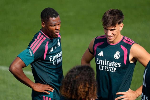 August 21, 2026, Valdebebas, Madrid, Spain: Denzel Dumfries and Carlos Espi during the training day of Real Madrid ahead the Spanish League, LaLiga EA Sports, football match against RC Espanyol de Barcelona at Ciudad Deportiva Real Madrid on August 21, 2026, in Valdebebas, Madrid, Spain. Real Madrid Training And press conference, PK, Pressekonferenz - LaLiga EA Sports  - ZUMAa181 20260821_zaa_a181_063 Copyright: xOscarxJ.xBarrosox