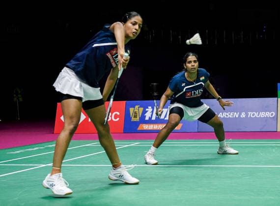 2026 BWF World Championships: India vs China New Delhi, Aug 21 (ANI): India s Treesa Jolly and Gayatri Gopichand in action against China s Zhang Shuxian and Jia Yifan in the women s doubles quarter-final match of the BWF World Championships at Indira Gandhi Indoor Stadium, in New Delhi on Friday. NEW DELHI Delhi India Copyright: xANIx ANI_20260821108
