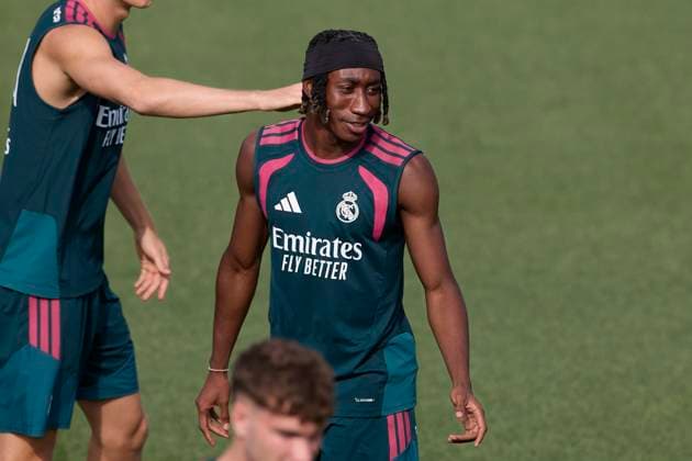 August 21, 2026, Madrid, Spain: Yan Diomande of Real Madrid CF seen in action during the training session at Ciudad Real Madrid, on the eve of the LaLiga EA Sports 2026 2027 week 2 football match between RCD Espanyol and Real Madrid CF.Real Madrid CF holds its final training session and pre-match press conference, PK, Pressekonferenz ahead of its first LaLiga game, tomorrow at RCD Espanyol s home stadium Madrid Spain - ZUMAs197 20260821_aaa_s197_055 Copyright: xFedericoxTitonex
