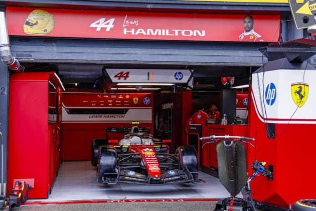 ZANDVOORT - Overview shot of the car of Lewis Hamilton from Great Britain and driver for Scuderia Ferrari HP for the free practice of the Formula 1 Heineken Dutch Grand Prix at Circuit Zandvoort on 21 August 2026 in Zandvoort, the Netherlands. MARCEL TER BALS ANP xVIxANPxSportx xMarcelxterxBalsxIVx 565928190 originalFilename: 565928190.jpg