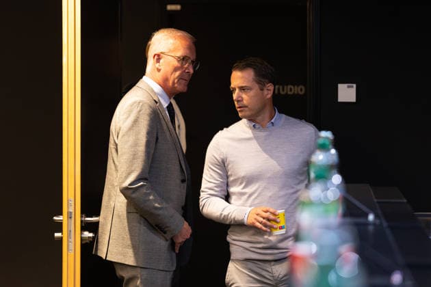 21.08.2026, Fussball, Bilanzpressekonferenz von Borussia Dortmund. v. l. Geschäftsführer Thomas Treß (Borussia Dortmund), Geschäftsführer Lars Ricken (Borussia Dortmund), Dortmund Signal Iduna Park NRW Deutschland xRHR-FOTO DEx *** August 21, 2026, Soccer, Borussia Dortmund Financial Results Press Conference: Thomas Treß, Managing Director of Borussia Dortmund; Lars Ricken, Sporting Director of Borussia Dortmund; Dortmund, Signal Iduna Park, North Rhine-Westphalia, Germany xRHR PHOTO DEx Copyright: DennisxEwert RHR-FOTOx RHR-FOTO DE