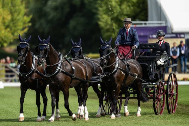 260821 Fredrik Persson of Sweden with horses Fasco, Hertog Jan, Judson and Kermit compete in the Four-in-Hand Dressage during day 11 of the 2026 FEI World Championships on August 21, 2026 in Aachen. Photo: Emma Wallskog BILDBYRAN kod EW EW0695 ridsport equestrian rid-vm 2026 2026 fei world championships bbeng ridsport-vm fyrspann drivning körning dressyr dressage four in hand *** August 21, 2026: Fredrik Persson of Sweden, riding the horses Fasco, Hertog Jan, Judson, and Kermit, competes in the Four-in-Hand Dressage on Day 11 of the 2026 FEI World Championships on August 21, 2026 in Aachen. Photo by Emma Wallskog. BILDBYRAN code EW EW0695 equestrian sports 2026 World Championships 2026 FEI World Championships bbeng equestrian sports World Championships four-in-hand driving dressage four-in-hand  Copyright: EMMAxWALLSKOG BB260821EW002