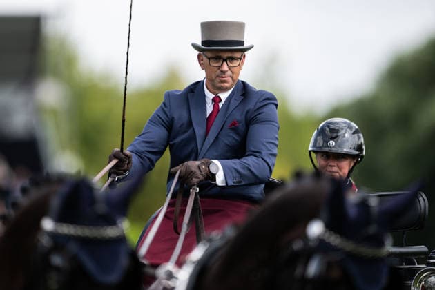 260821 Fredrik Persson of Sweden with horses Fasco, Hertog Jan, Judson and Kermit compete in the Four-in-Hand Dressage during day 11 of the 2026 FEI World Championships on August 21, 2026 in Aachen. Photo: Emma Wallskog BILDBYRAN kod EW EW0695 ridsport equestrian rid-vm 2026 2026 fei world championships bbeng ridsport-vm fyrspann drivning körning dressyr dressage four in hand *** August 21, 2026: Fredrik Persson of Sweden, riding the horses Fasco, Hertog Jan, Judson, and Kermit, competes in the Four-in-Hand Dressage on Day 11 of the 2026 FEI World Championships on August 21, 2026 in Aachen. Photo by Emma Wallskog. BILDBYRAN code EW EW0695 equestrian sports 2026 World Championships 2026 FEI World Championships bbeng equestrian sports World Championships four-in-hand driving dressage four-in-hand  Copyright: EMMAxWALLSKOG BB260821EW003