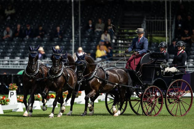 260821 Fredrik Persson of Sweden with horses Fasco, Hertog Jan, Judson and Kermit compete in the Four-in-Hand Dressage during day 11 of the 2026 FEI World Championships on August 21, 2026 in Aachen. Photo: Emma Wallskog BILDBYRAN kod EW EW0695 ridsport equestrian rid-vm 2026 2026 fei world championships bbeng ridsport-vm fyrspann drivning körning dressyr dressage four in hand *** August 21, 2026: Fredrik Persson of Sweden, riding the horses Fasco, Hertog Jan, Judson, and Kermit, competes in the Four-in-Hand Dressage on Day 11 of the 2026 FEI World Championships on August 21, 2026 in Aachen. Photo by Emma Wallskog. BILDBYRAN code EW EW0695 equestrian sports 2026 World Championships 2026 FEI World Championships bbeng equestrian sports World Championships four-in-hand driving dressage four-in-hand  Copyright: EMMAxWALLSKOG BB260821EW009
