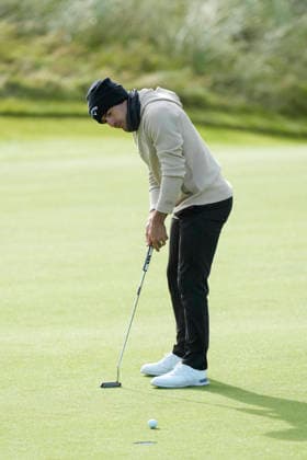 BALMEDIE, SCOTLAND - AUG 21: Ivan Cantero (ESP) putts on the first green during Round 2 at the 2026 Nexo Championship at the Trump International Golf Links, Balmedie on August 21, 2026 in Aberdeenshire, Scotland The 2026 Nexo Championship