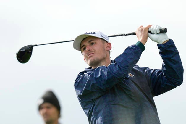 BALMEDIE, SCOTLAND - AUG 21: Connor McKinney (AUS) plays from the eighth tee during Round 2 at the 2026 Nexo Championship at the Trump International Golf Links, Balmedie on August 21, 2026 in Aberdeenshire, Scotland The 2026 Nexo Championship