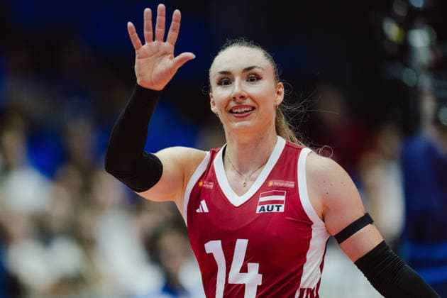 VOLLEYBALL - Eurovolley 2026, AUT vs SRB BRNO,CZECH REPUBLIC,21.AUG.26 - VOLLEYBALL - CEV Women s European Championship, EM, Europameisterschaft 2026, Austria vs Serbia. Image shows Kora Schaberl (AUT).  GEPAxpictures xAlexanderxSolc