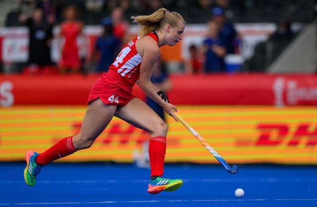 Hockey World Cup Day Seven Lottie Bingham of England breaks clear of the defence and scores her first goal and the team™s fourth against Chile in the Pool G classification group in the 2026 FIH Hockey World Cup at Wagener Stadium, Amstelveen 21 08 2026 UK Newspapers OUT Copyright: xGraemexWilcocksonx FIL-23806-0024