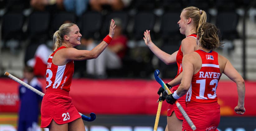 Hockey World Cup Day Seven Lottie Bingham celebrates her first goal and the team™s fourth against Chile in the Pool G classification group in the 2026 FIH Hockey World Cup at Wagener Stadium, Amstelveen 21 08 2026 UK Newspapers OUT Copyright: xGraemexWilcocksonx FIL-23806-0025